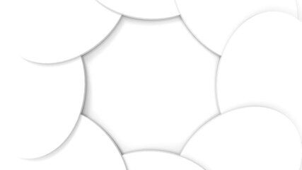 3d rendering. Artistic white ovel plates with empty space wall background.