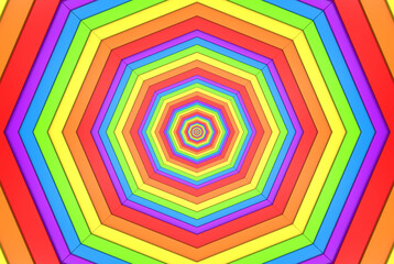 3d rendering. LGBT rainbow hexagonal structure web pattern wall background.