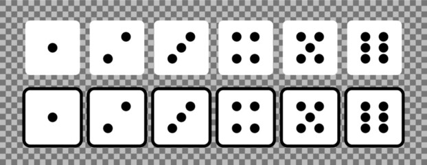 White dices with black dots / hvide terninger med sorte prikker, Vector