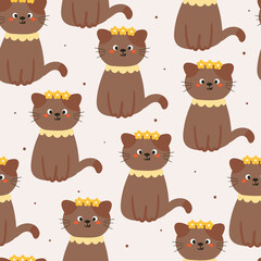 seamless pattern cute cartoon cats. for kids wallpaper, fabric print, gift wrapping paper