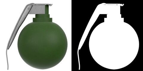 3D rendering illustration of a fragmentation grenade