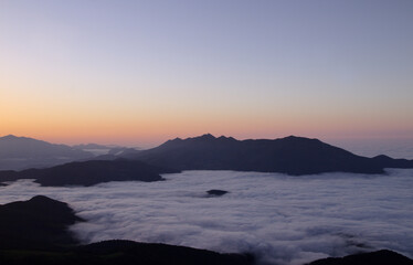 Mountainous part of Cantabria in the north of Spain, hiking route around Alto Campo mountain, summer
