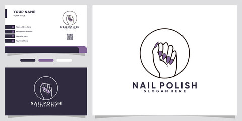 Fototapeta premium nail polish logo design with style and creative concept