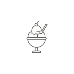 Illustration of Ice Cream Ball Outline Icon - Fast Food Icon Set Vector Illustration Design.