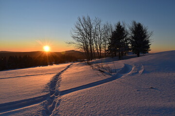 A sunrise on a cold morning, Sainte-Apolline, Québec, Canada