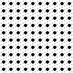 Square seamless background pattern from black sea shell symbols are different sizes and opacity. The pattern is evenly filled. Vector illustration on white background