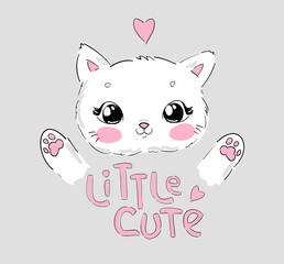 Cute Cat vector illustration. Sketch print design beautiful animal for baby background. design elements.