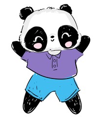 Hand drawn Cute Panda Isolated on white background vector illustration