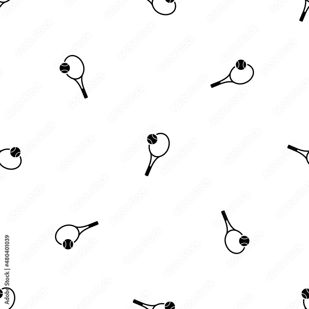 Aufkleber seamless pattern of repeated black tennis symbols. elements are evenly spaced and some are rotated. 