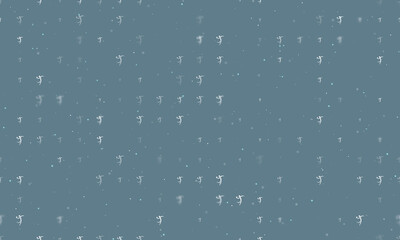 Seamless background pattern of evenly spaced white handball symbols of different sizes and opacity. Vector illustration on blue gray background with stars