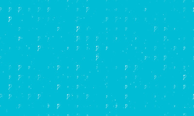 Seamless background pattern of evenly spaced white tennis symbols of different sizes and opacity. Vector illustration on cyan background with stars