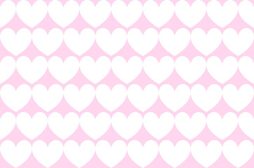 Cute white Hearts Vector Pattern. Hearts Isolated on a Light Pink Background. flat style texture Print for Fabric, Textile, Valentines.