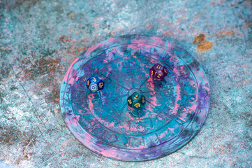 Astrology dices of fortune on horoscope circle. Horizontal fortune theme poster, greeting cards, headers, website and app