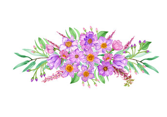 Obraz premium watercolor bouquets of flowers peonies poppies for valentine's day greeting cards invitations for design works
