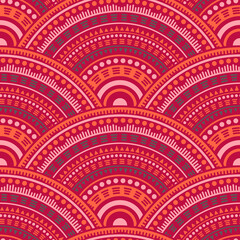 Ethnic circle shapes seamless geometric pattern.