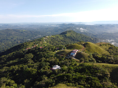 Mountain range with view to Pacific Ocean in Panama country side