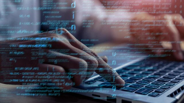 Conceptual programming and coding of future software . 3D render computer graphic .