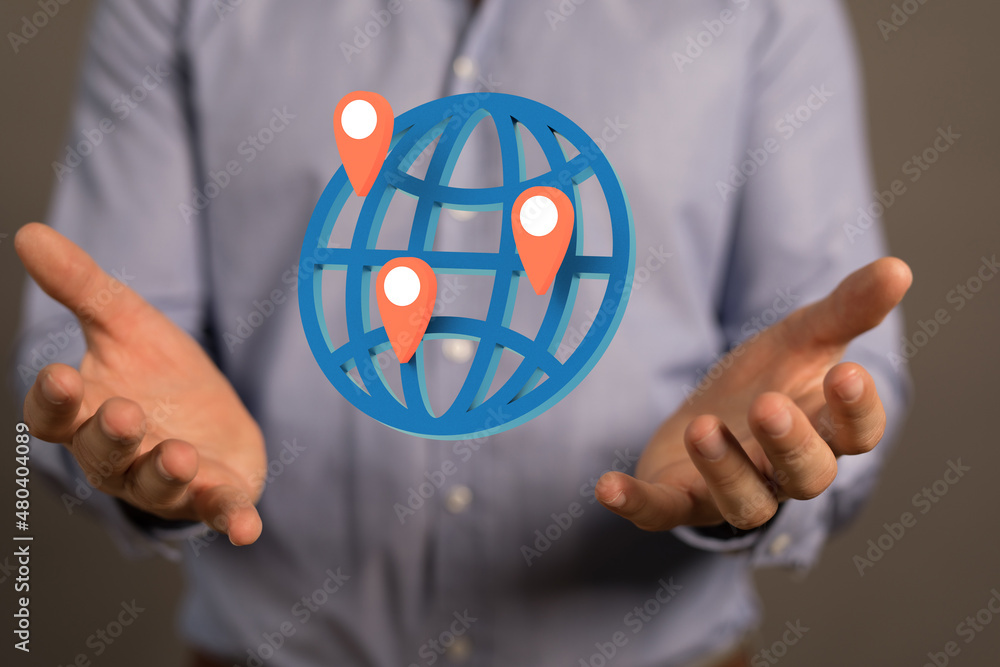 Poster global world network and telecommunication on earth and iot. elements