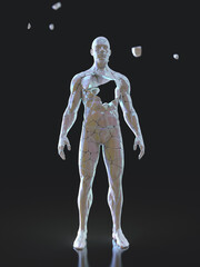 Fototapeta artificial man with a broken heart  obraz