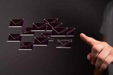 express envelope and parcel abstract technology background. Business quantum internet network...