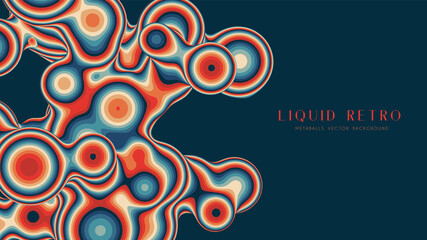 Liquid retro 3D metaball, with organic structure. Abstract vector colorful background. Fluid futurisctic shapes.