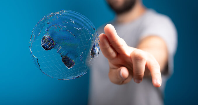 Global world network and telecommunication on earth and IoT. Elements