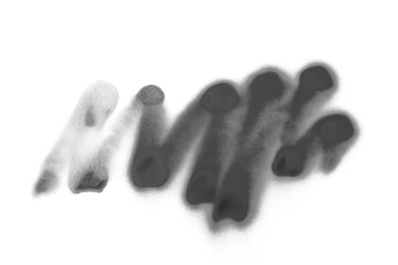 Black spray stain in shape curve line isolated on white background, photo with clipping path