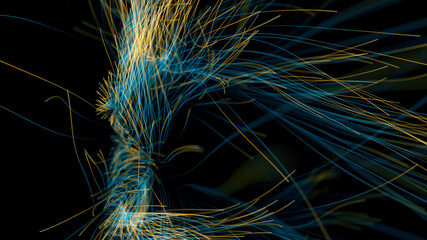 Abstract golden trails and defocused blur background