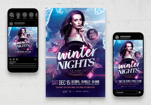 Winter Nights Nightclub Party Event Flyer