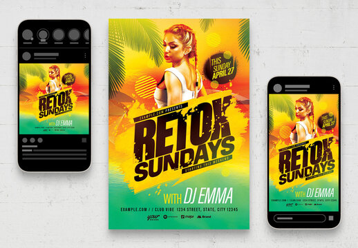 Tropical Summer Beach Party Club Flyer Layout