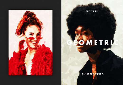 Polygonal Geometric Poster Photo Effect Mockup