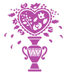 Heart and flowers in a vase
