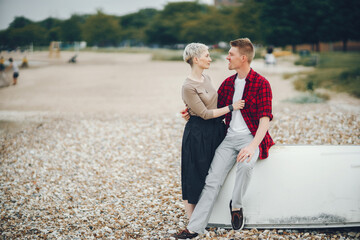 happy couple on a beach