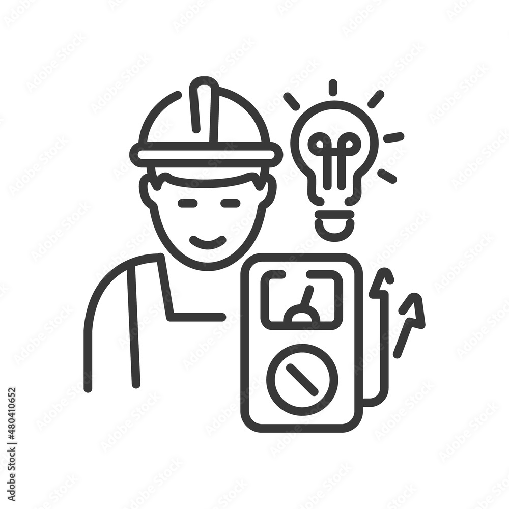 Poster electrician - vector line design single isolated icon