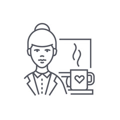 Barista girl - modern black line design style icon