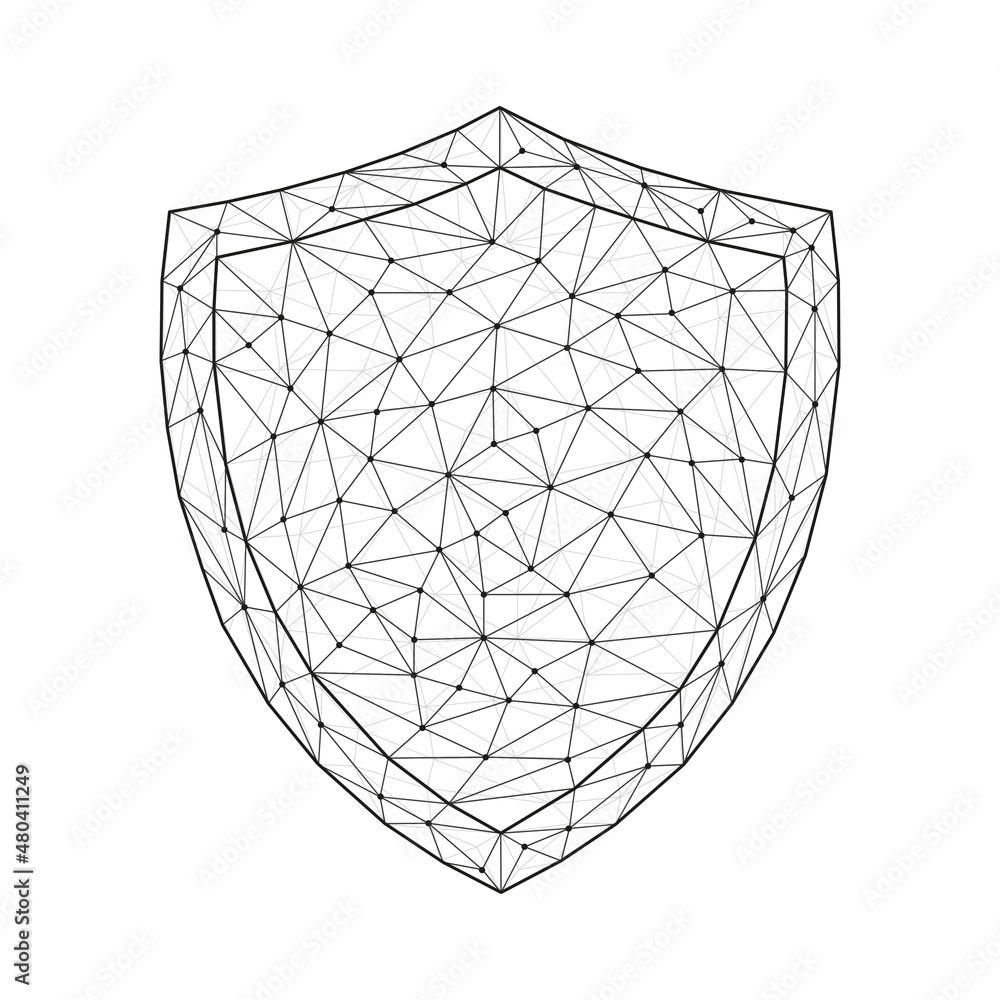 Aufkleber low polygonal security guard shield black symbol. antivirus sign with connection dots and lines. cyb