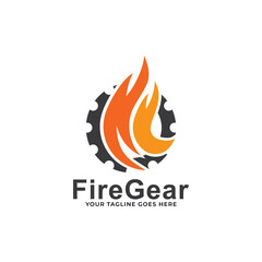Gear and fire logo vector template. 