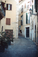 Ancient architecture of old towns in southern Italy. Vacation photos while traveling in the Lazio region.