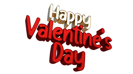 Isolated Happy Valentine's Day Typography with White Background.