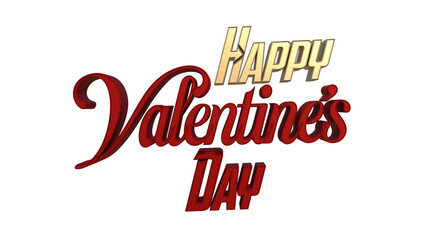 Isolated Happy Valentine's Day Typography with White Background.