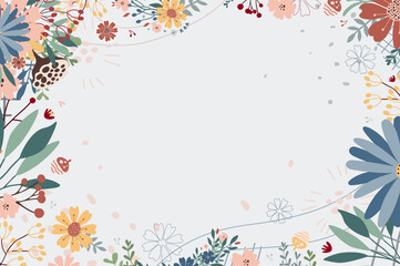 Template with flowers. Universal design. Floral background.