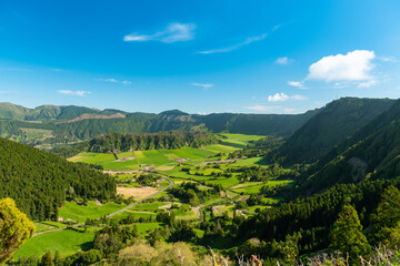 Fototapeta na wymiar Charming corners of the island of Sao Miguel. Azores, Portugal.