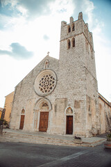 Fototapeta na wymiar Historic church in town with historic staircase