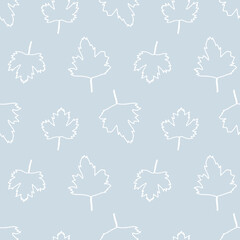 Seamless pattern with leaves. Backgrounds and wallpapers for invitations, cards, fabrics, packaging, textiles, posters. Vector illustration.