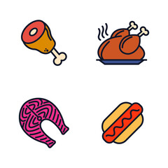 Meat, poultry, fish elements set icon symbol template for graphic and web design collection logo vector illustration