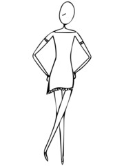 figure in a dress, black and white