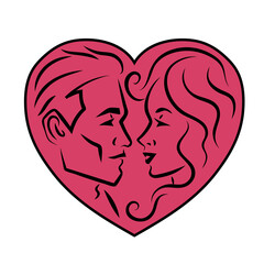 Abstract couple in the heart