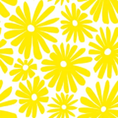 Wall murals Yellow abstract leaves and flowers, seamless pattern for design, stationery, textile, fashion.