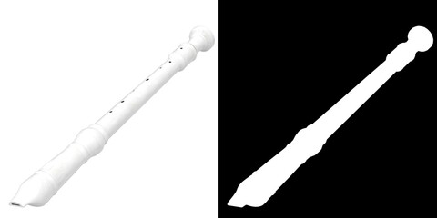 3D rendering illustration of a recorder musical instrument © Francesco Milanese