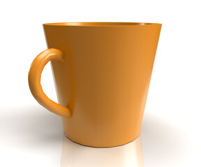 Isolated Yellow Tea Cup, Modern Coffee Mug on White background, 3D Illustration.